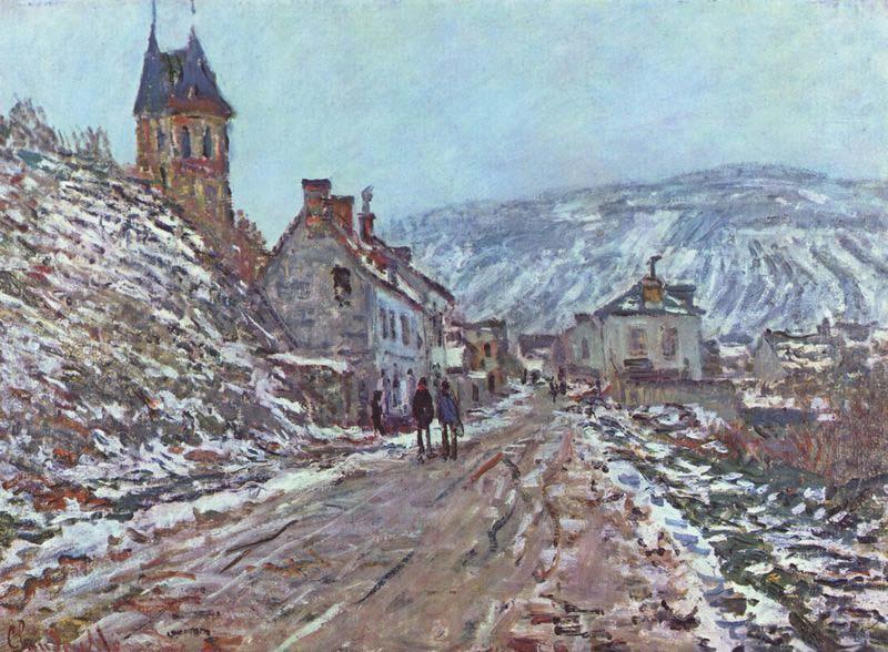 Claude Monet Street near Vetheuil in Winter France oil painting art